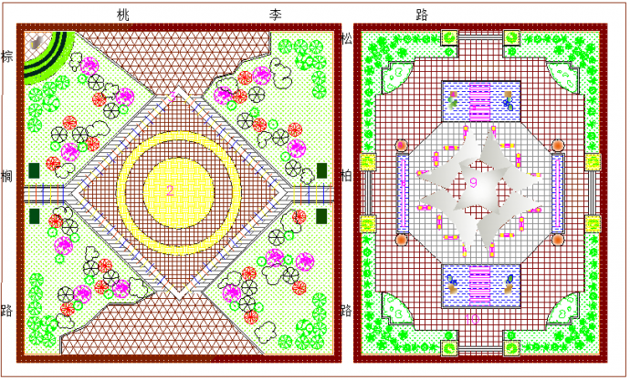 某地桃园广场全套绿化规划设计图纸_图1