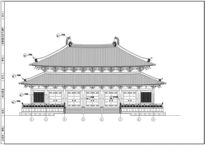 单层框架结构仿唐重檐庑殿大殿建筑设计施工图_图1