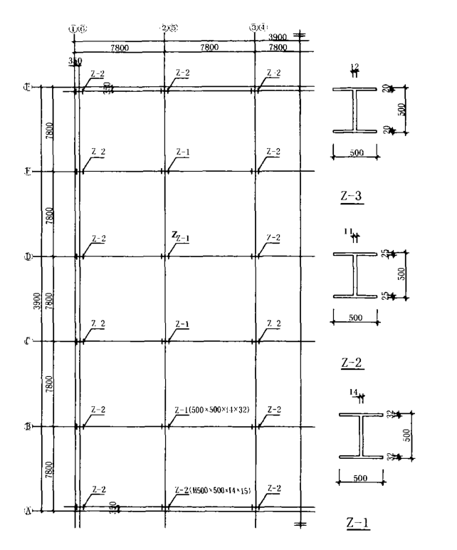 青岛市某多层钢框架工程CAD布置图_图1