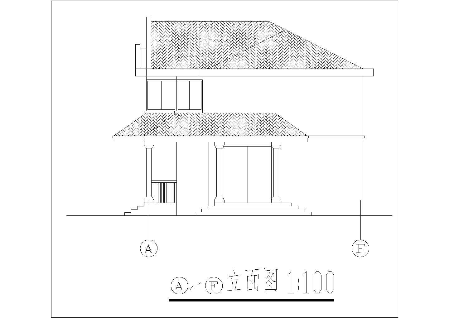 乡村两层小别墅洋房建筑方案图纸cad及效果图