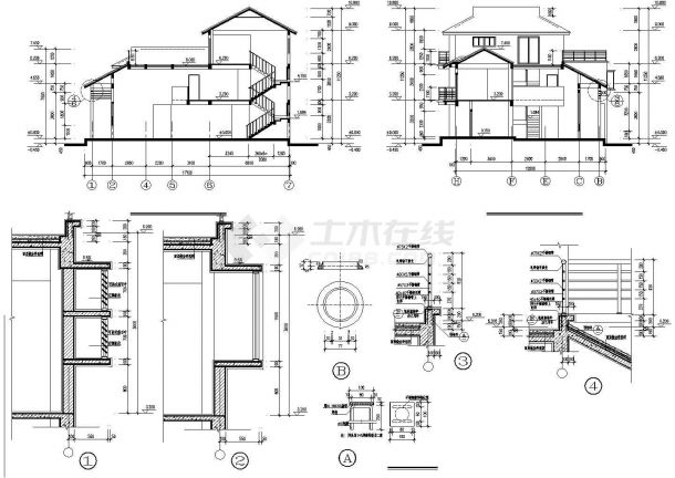 【江苏】三层联排别墅建筑设计施工图纸-图一