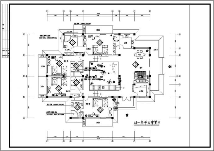 多层现代风格别墅建筑平面设计施工图_图1