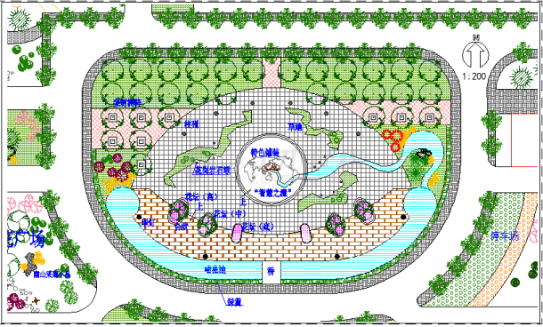 某地广场绿化规划设计图（含停车场）-图一
