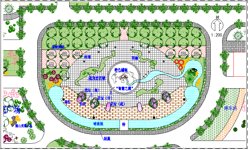 某地广场绿化规划设计图（含停车场）