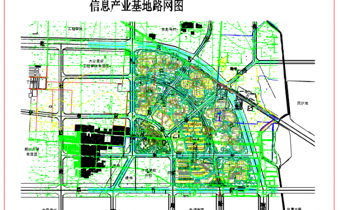 郑州某小型信息产业基地路网cad设计图_图1