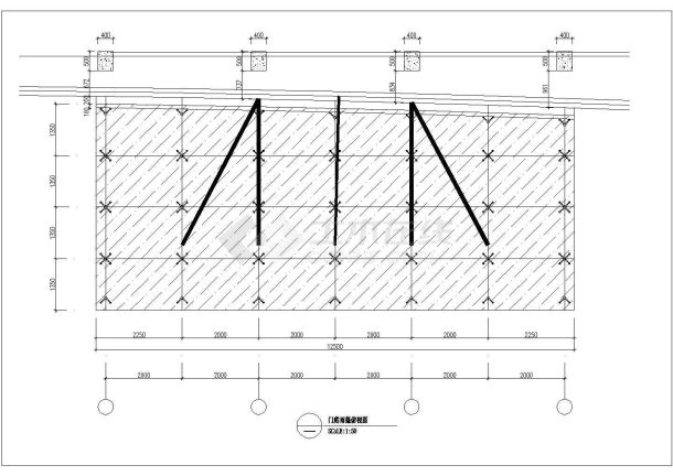 某门庭矩形雨篷结构设计cad图，共5张图-图二