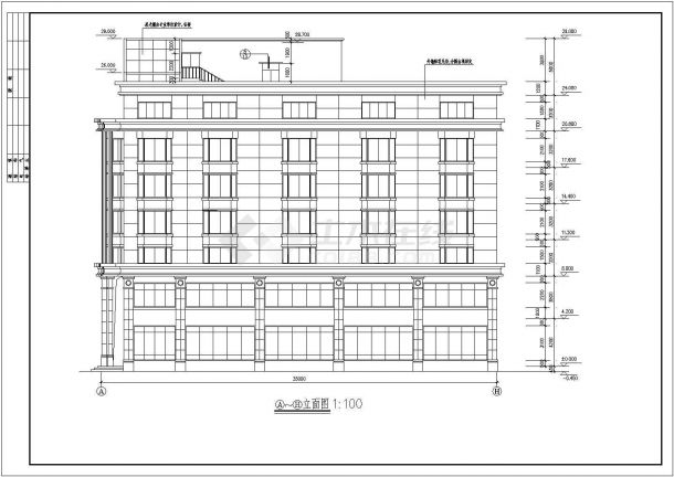 某地7层综合楼商业楼建筑施工图纸-图二