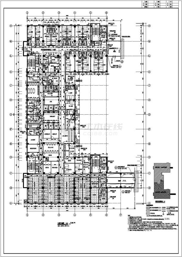 某地医院高层病房楼建筑设计施工图纸-图二