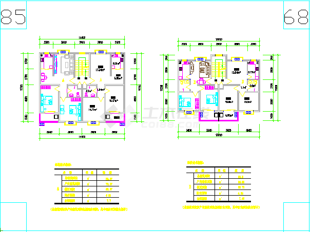 2016最新整理-各类平米住宅楼户型CAD设计平面图（含单元平面、住宅户型平面）-图二
