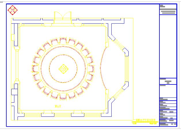 超奢华圆形餐桌家庭宴会厅装修设计cad图（含效果图）_图1