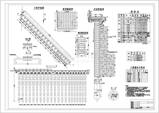 某桥桩+铅丝笼结构丁坝施工图-图一