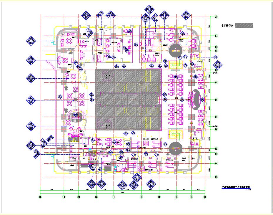国贸大厦康体中心装修设计cad施工图(含实景照)