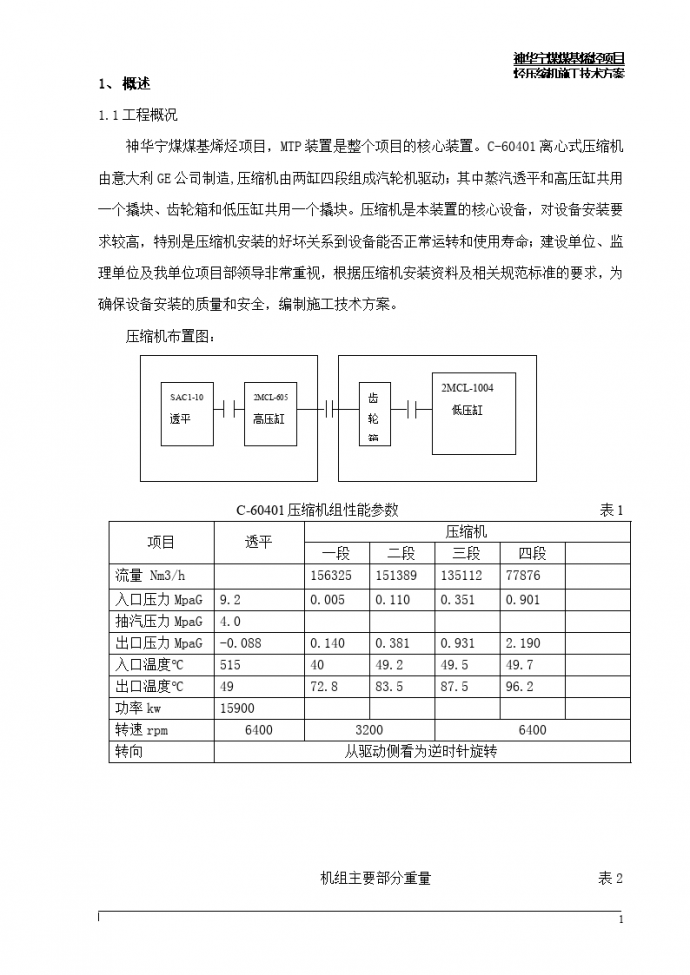神华宁煤煤基烯烃项目C-60401离心式压缩机安装施工方案._图1
