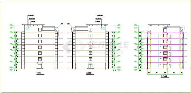 厂区宿舍楼建筑设计CAD图纸-图一