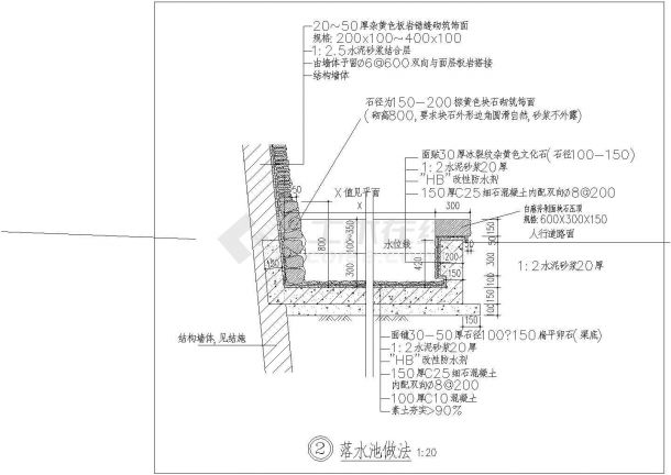 某水景景墙详细施工图-图二