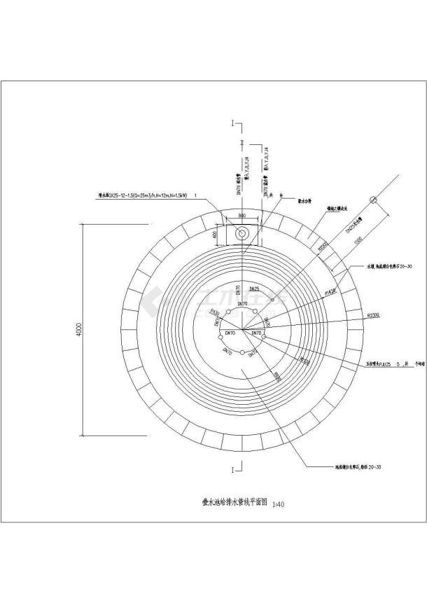 某圆形花岗岩叠水建筑布置参考详情图-图一