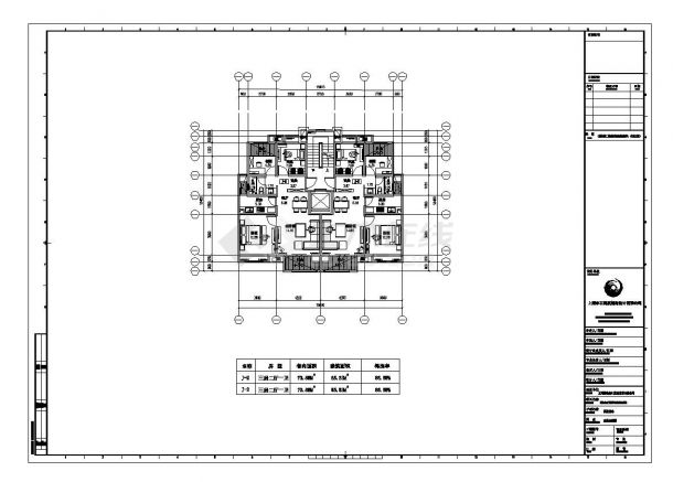 85平住房一梯二户CAD设计详图-图一