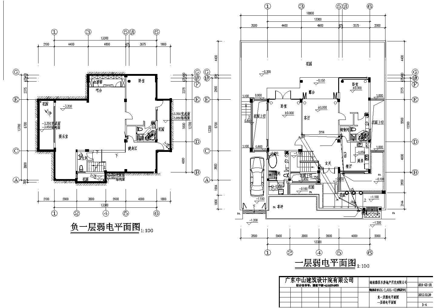 [海南]别墅建筑B型住宅电气施工预埋图（共5张图纸）