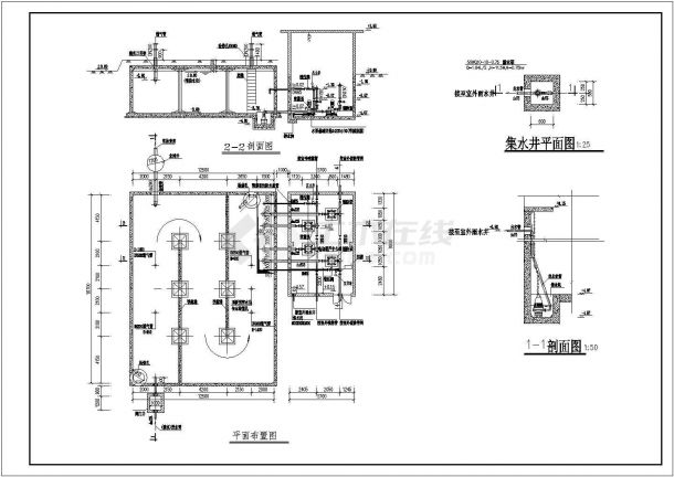 某水池标准图及泵房平面设计施工图-图二