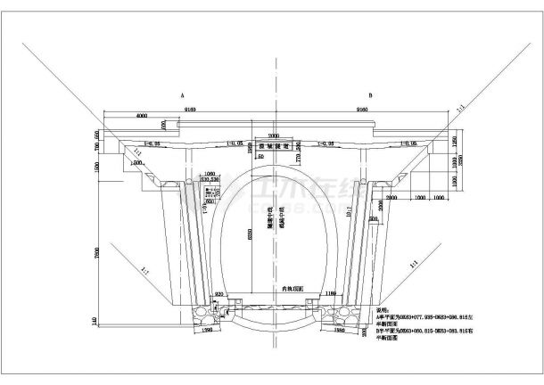 路桥隧道洞门结构设计cad大样详图-图一