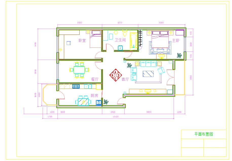 三居室室内装修设计CAD方案图纸