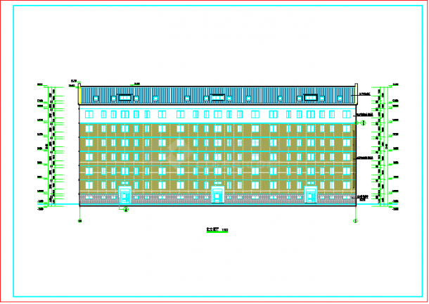 某七层框架结构坡屋顶住宅楼建筑CAD施工设计图（多种大样图）-图一