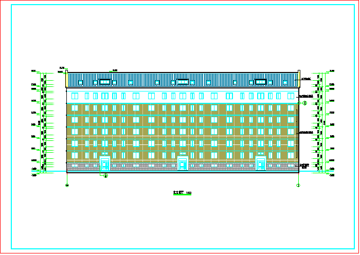 某七层框架结构坡屋顶住宅楼建筑CAD施工设计图（多种大样图）