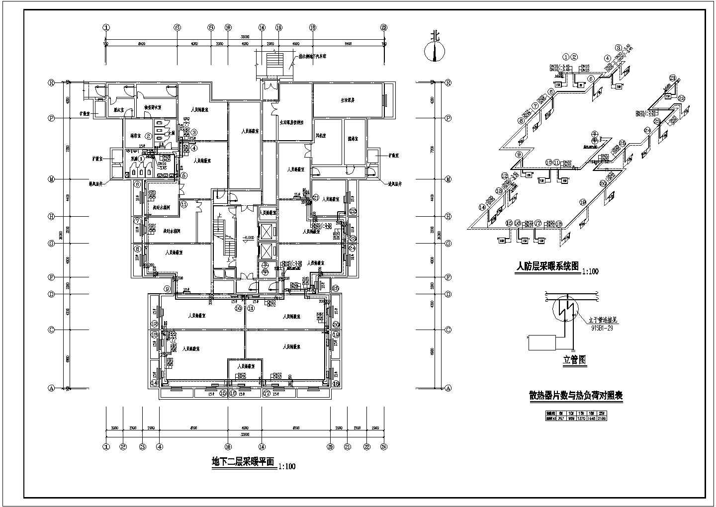 某塔楼采暖施工图（管井内详图）