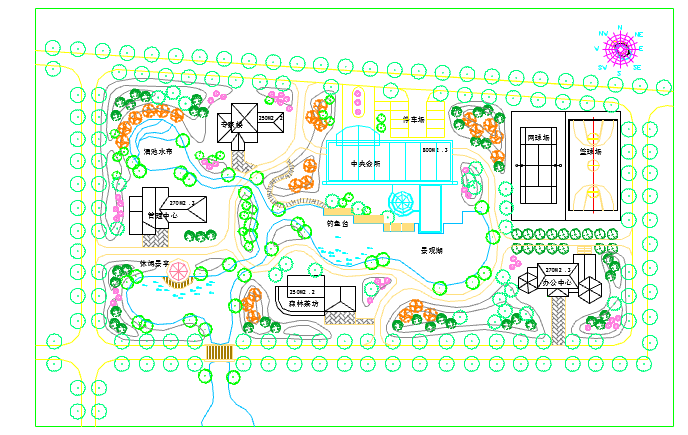 某地休闲中心园林景观规划cad设计图_图1
