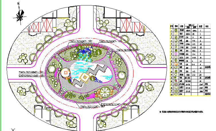 某地区小型园林植物配置cad平面图