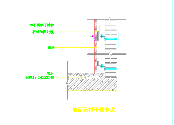 墙面石材干挂节点设计cad装修图纸_图1