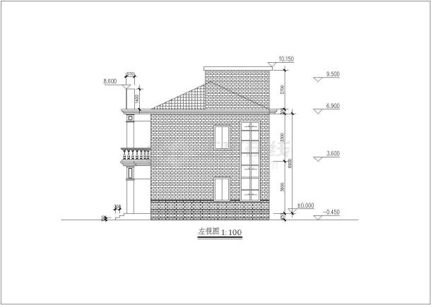 某90㎡砖混结构二层独栋别墅建筑结构图（含水电）-图二