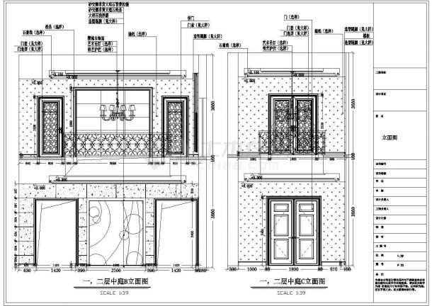 现代简欧风格二层带阁楼带地下室别墅精装修施工图cad（含节点详图）-图一