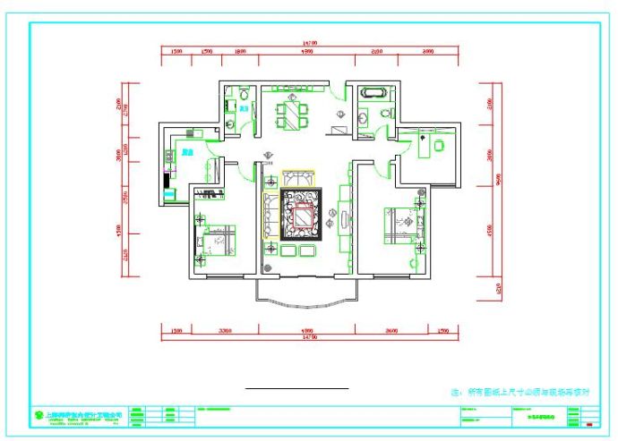 某三居室装饰装修设计cad施工图_图1