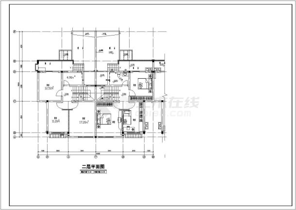 居住小区C型多层别墅建筑设计施工图-图二