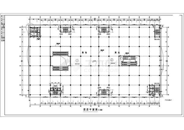 某地区小型商场平面cad建筑图（共6张）-图一