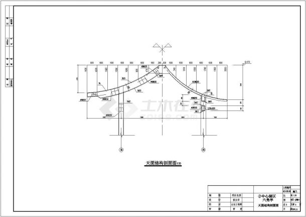 古代建筑六角亭整套园林施工设计图纸-图二