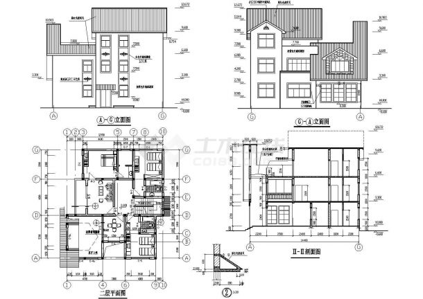 三层桩基础别墅建筑、结构设计方案图-图一
