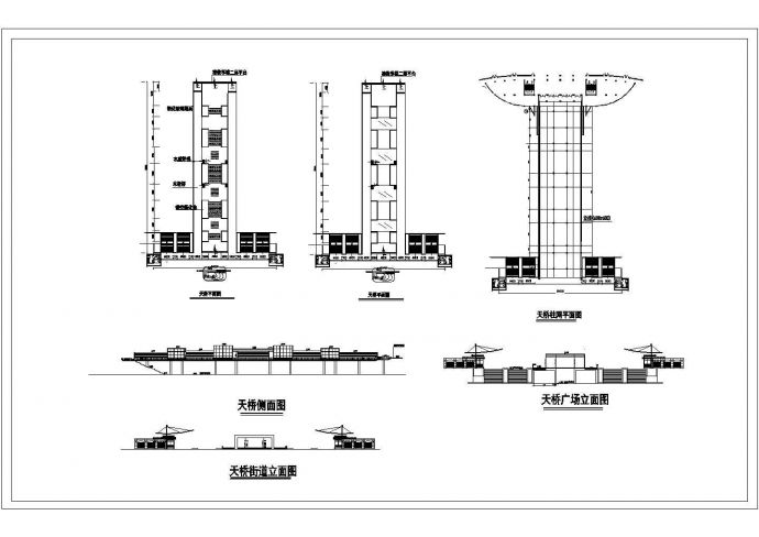 设计精准的某大学校天桥建筑CAD施工图_图1
