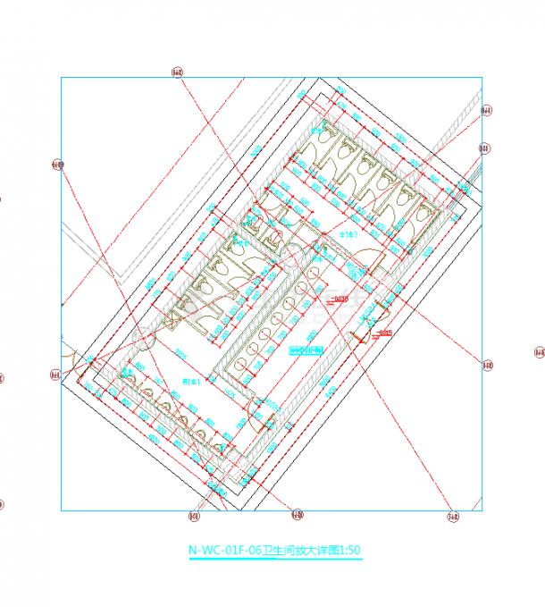 江苏工业园区体育中心游泳馆建筑施工图-卫生间详图CAD图纸-图一