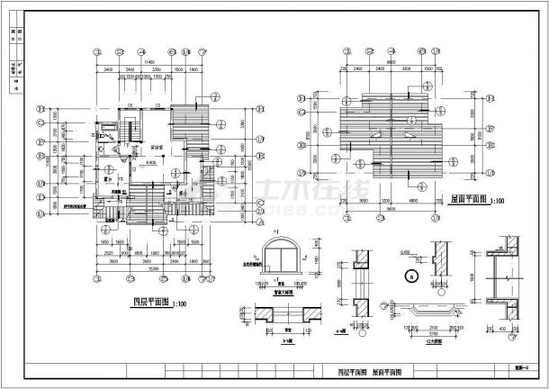 四层别墅建筑设计施工图纸（建筑面积481平方米）-图二