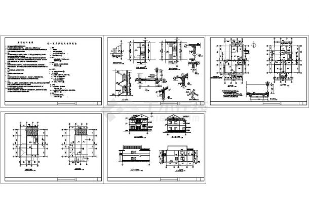 二层砖混结构带阁楼别墅建筑设计施工图-图一