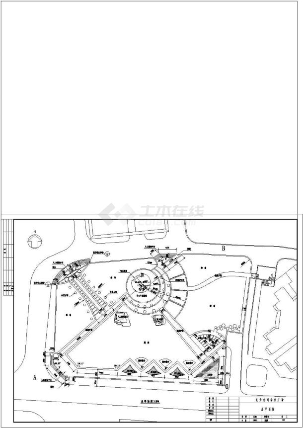 全套广场景观施工cad图（放线图）-图二