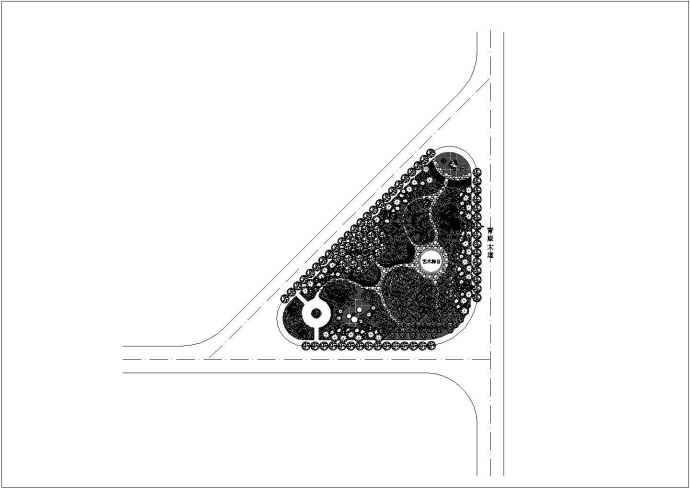 某市城市道路三角岛绿化设计平面图纸_图1