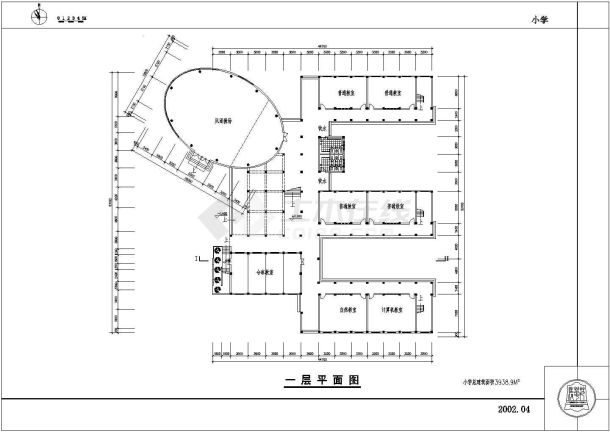 某地区小学建筑设计方案CAD图纸-图二