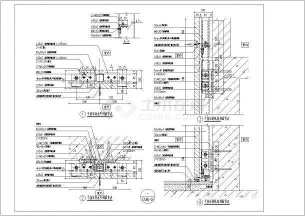 某干挂石材幕墙节点构造CAD基础平面布置参考图-图二