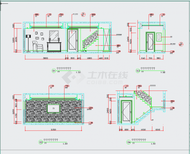 【雅安】别墅室内装修设计施工CAD图纸-图二