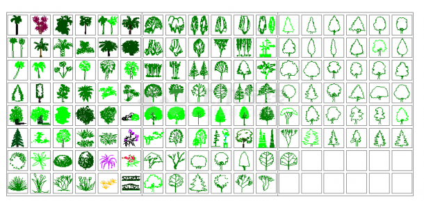 园林植物CAD图例（含乔木灌木等）-图一