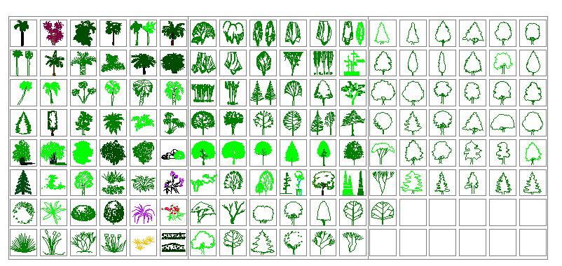 园林植物CAD图例（含乔木灌木等）