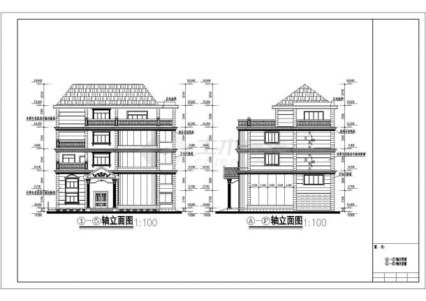 306平米4层独栋别墅建筑设计CAD图-图一